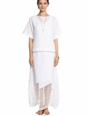 Chico’s Ramie Crochet Leah Maxi Skirt